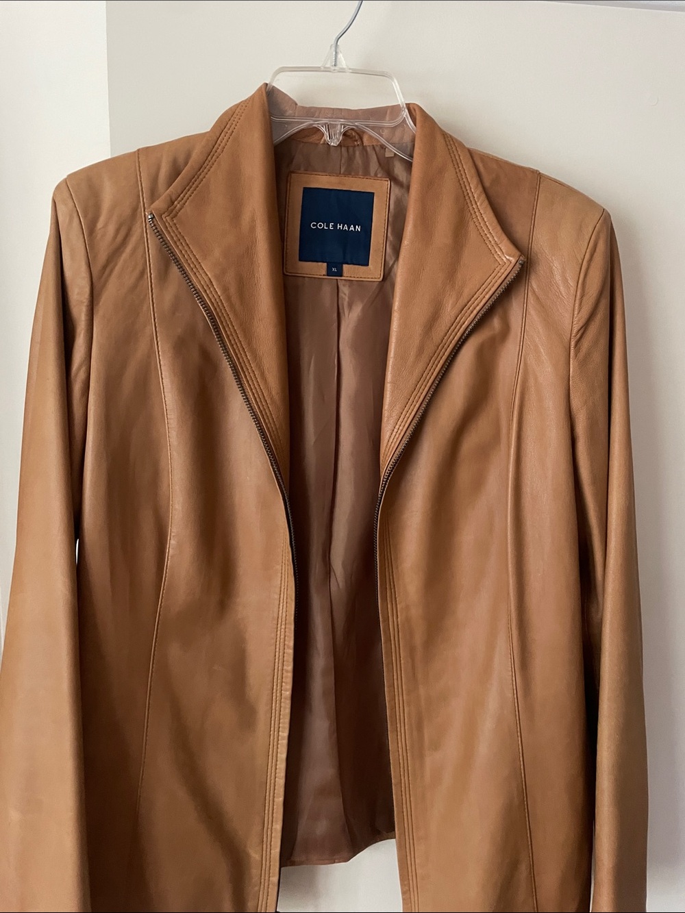 Cole Haan Women’s Camel Lambskin Leather Jacket
